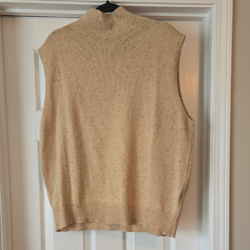 SHEIN Beige Speckled Sleeveless Turtleneck Sweater Vest
